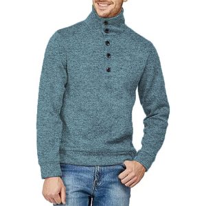 Sweaters | Ruxton Rib Button Mock Sweater Navy –  Mens Mens Mens